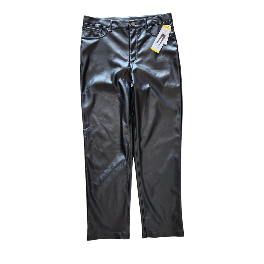 NWT Joie Vegan Faux Leather  Straight Leg Pants Size 8 Black